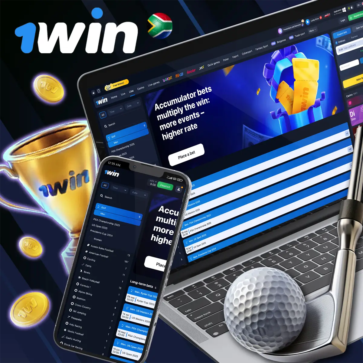 1Win offers golf betting options